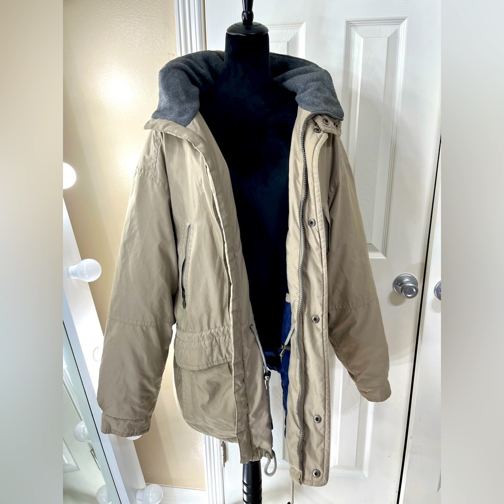 Free Country Mens Beige Full Zip Hooded Jacket Coat - Size XL